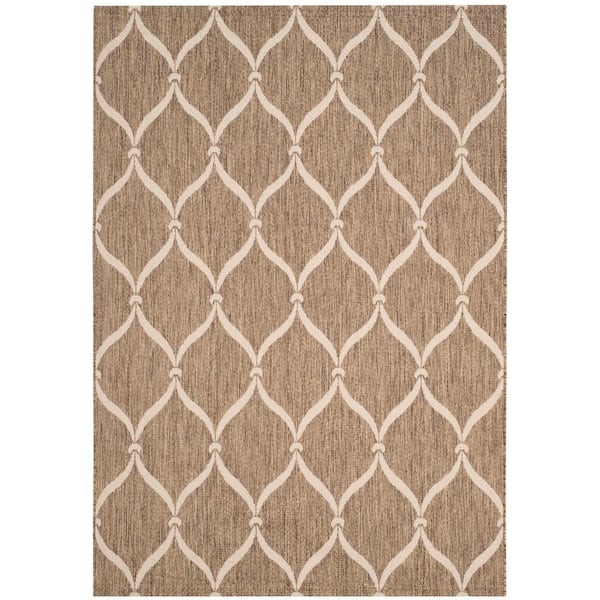 SAFAVIEH Courtyard Brown/Beige 5 ft. x 8 ft. Trellis Indoor/Outdoor Area Rug