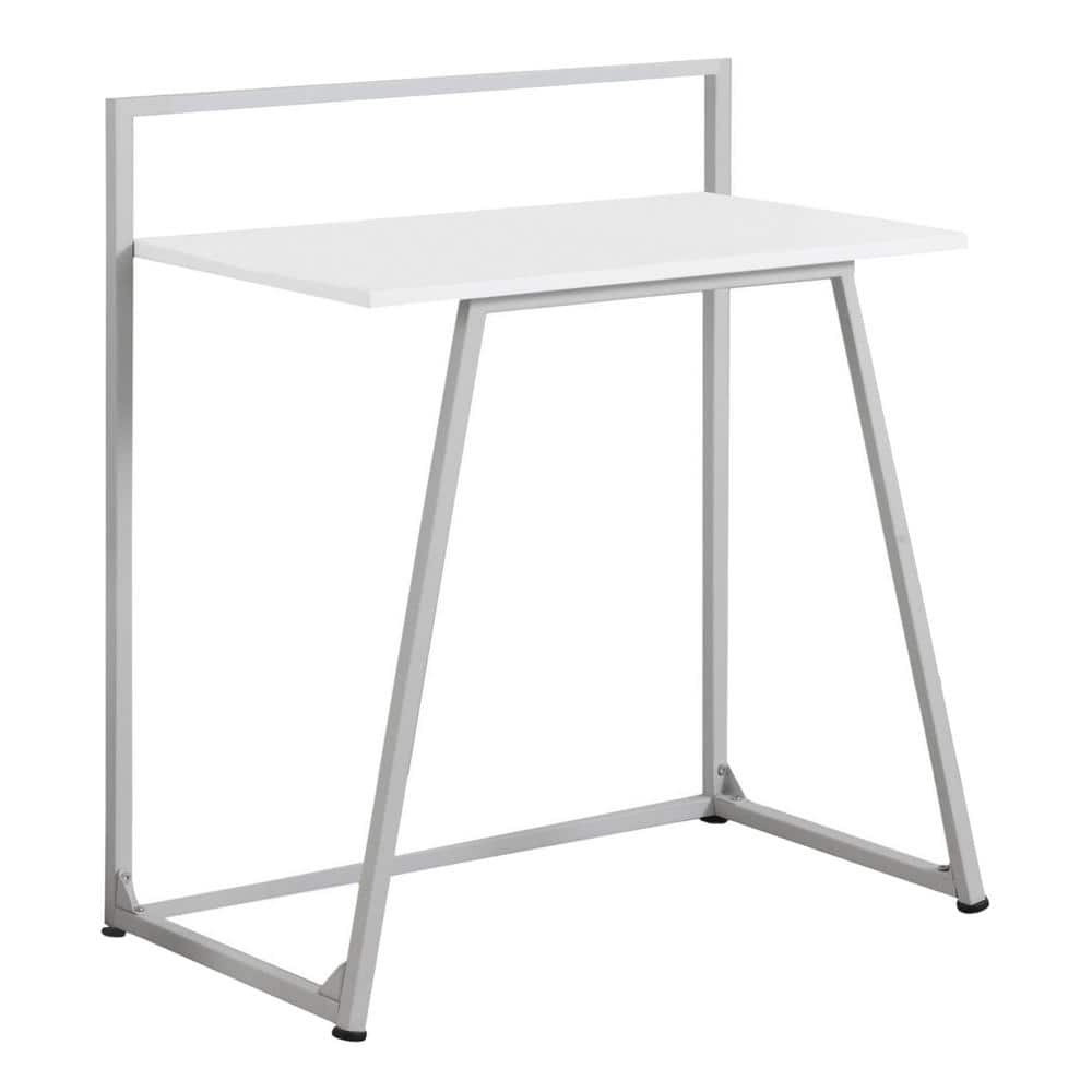 30 in. Rectangular White Writing Desk with Open Storage
