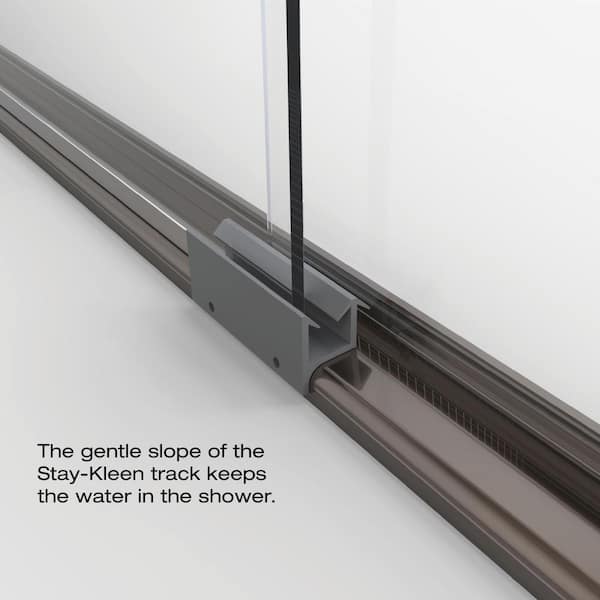 Classic 60 in. x 57 in. Clear Semi-Frameless Sliding Tub Door in Oil Rubbed Bronze