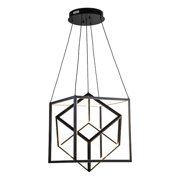C Cattleya 88-Watt 1 Light Black Integrated LED Pendant Light