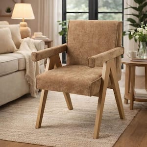 Sery Chocolate Brown, Oak Brown Fabric Arm Chair (Set of 2)