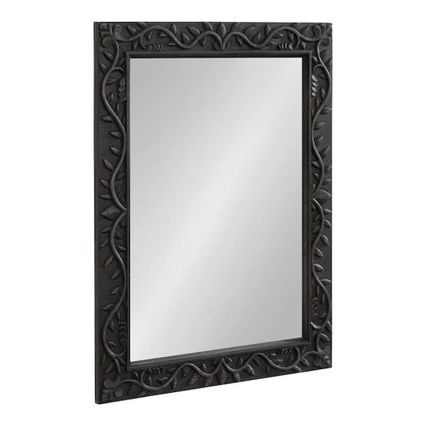 Kate and Laurel Natesa 24 in. W x 32 in. H Black Rectangle Traditional Framed Decorative Wall Mirror
