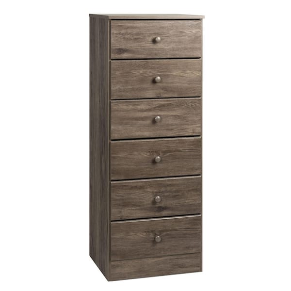 58W 6 Drawer Bedroom Dresser Organizer Storage, Farmhouse Wood Rustic Tall Dresser Chest of Drawer Red Barrel Studio Color: Gray