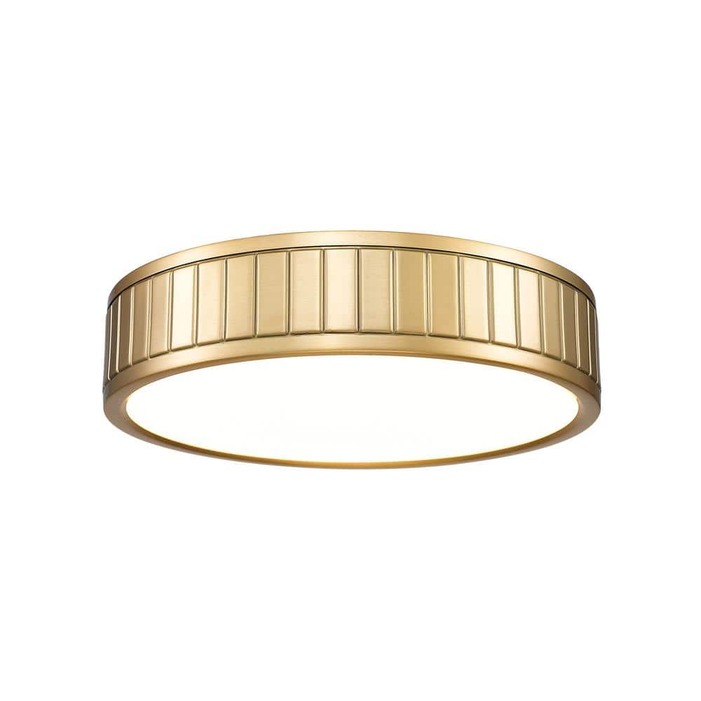 Madison 12.5 in. Modern Gold Integrated LED Flush Mount with Frosted Acryli