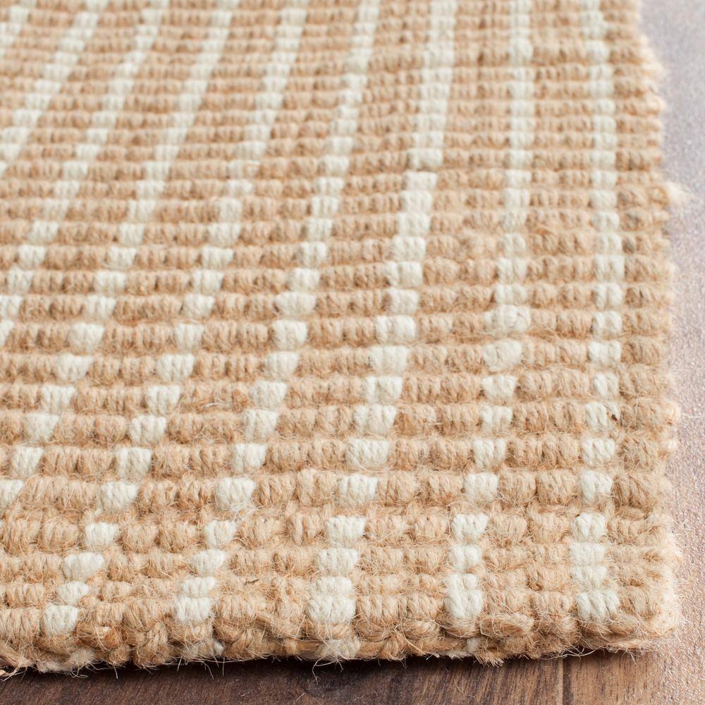 Hand-Knotted Beige Jute 2' x 6' Runner Rug with Non-Slip Feature