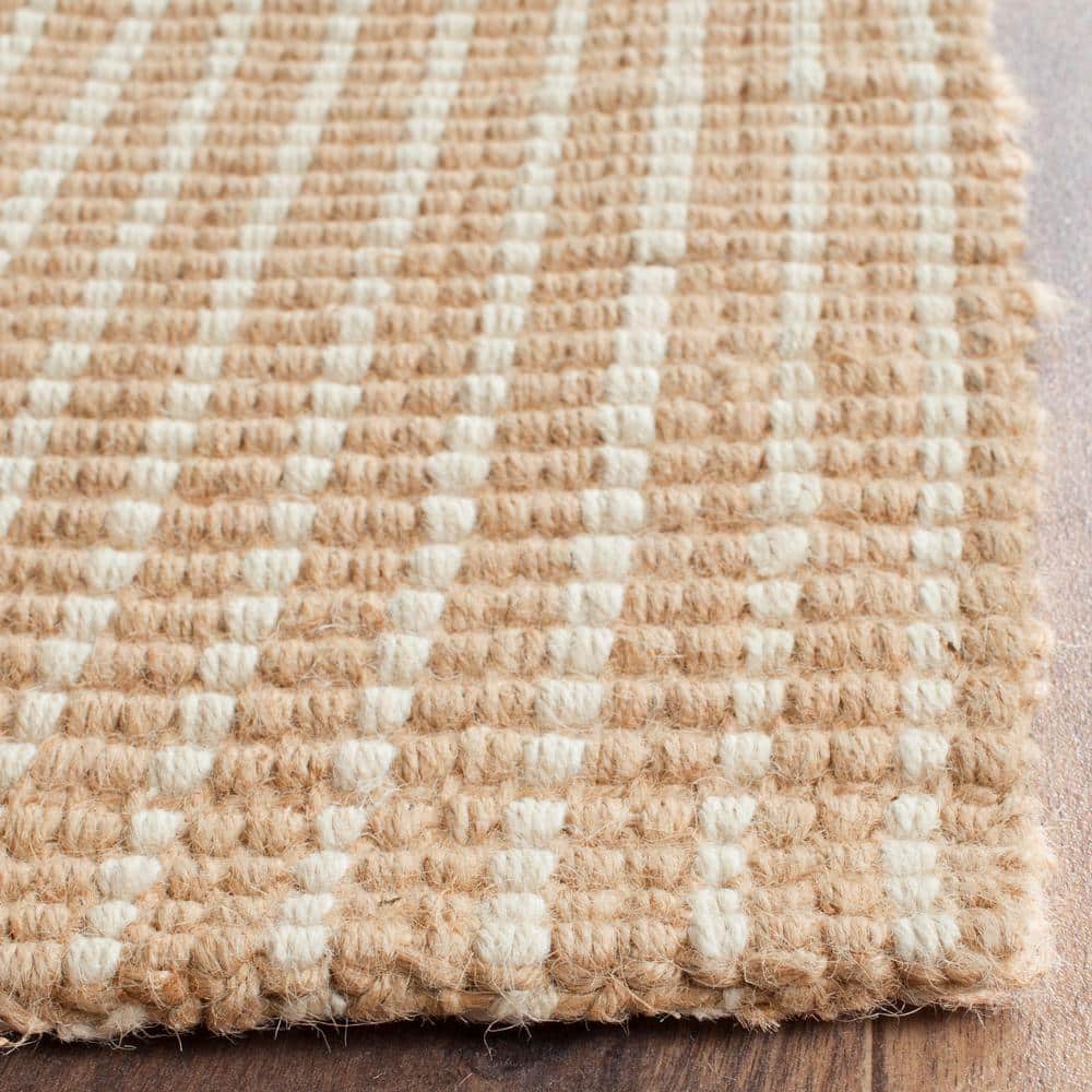 Ivory Beige Handmade Jute Square Area Rug, 8' x 8'