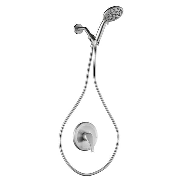 WOWOW Single Handle 7-Spray Shower Faucet 1.8 GPM with High Pressure Showerhead in Brushed Nickel (Valve Included)
