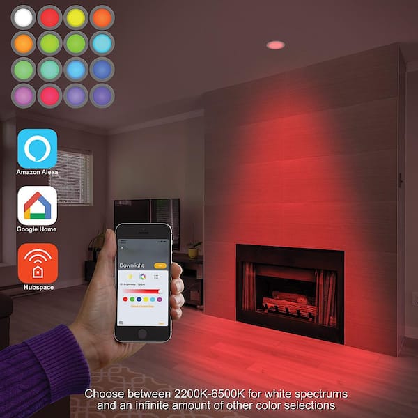 5/6 in. SMART Integrated LED Recessed Light Trim Wireless Powered by Hubspace Adjustable CCT New Construction (12-Pack)