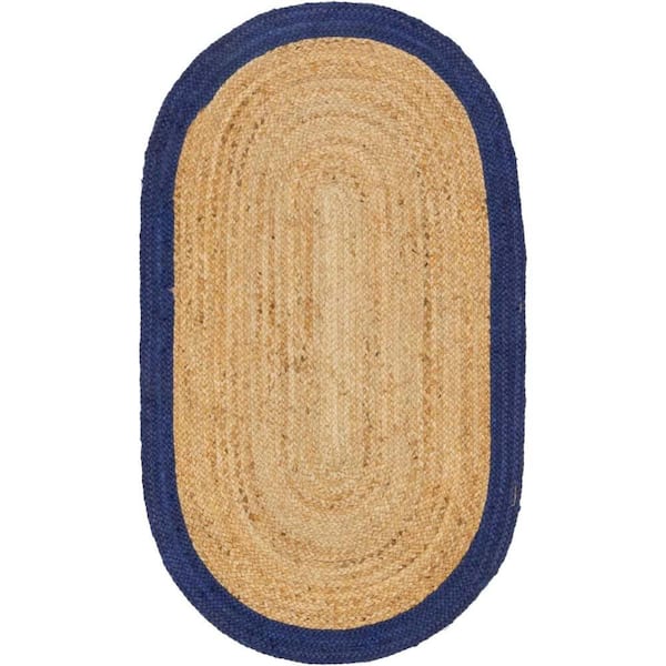 Unique Loom Braided Jute Goa Natural 3' 3 x 5' 1 Area Rug