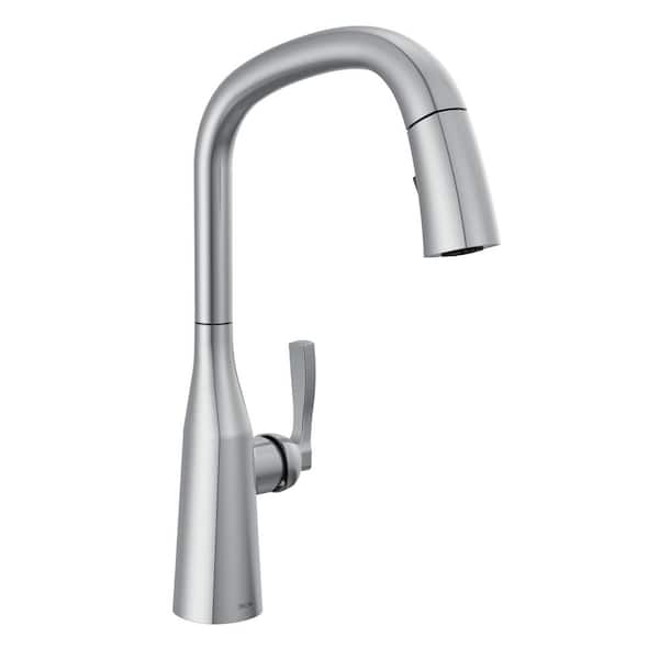 Delta Stryke Single Handle Pull Down Sprayer Kitchen Faucet in Lumicoat Arctic Stainless Steel