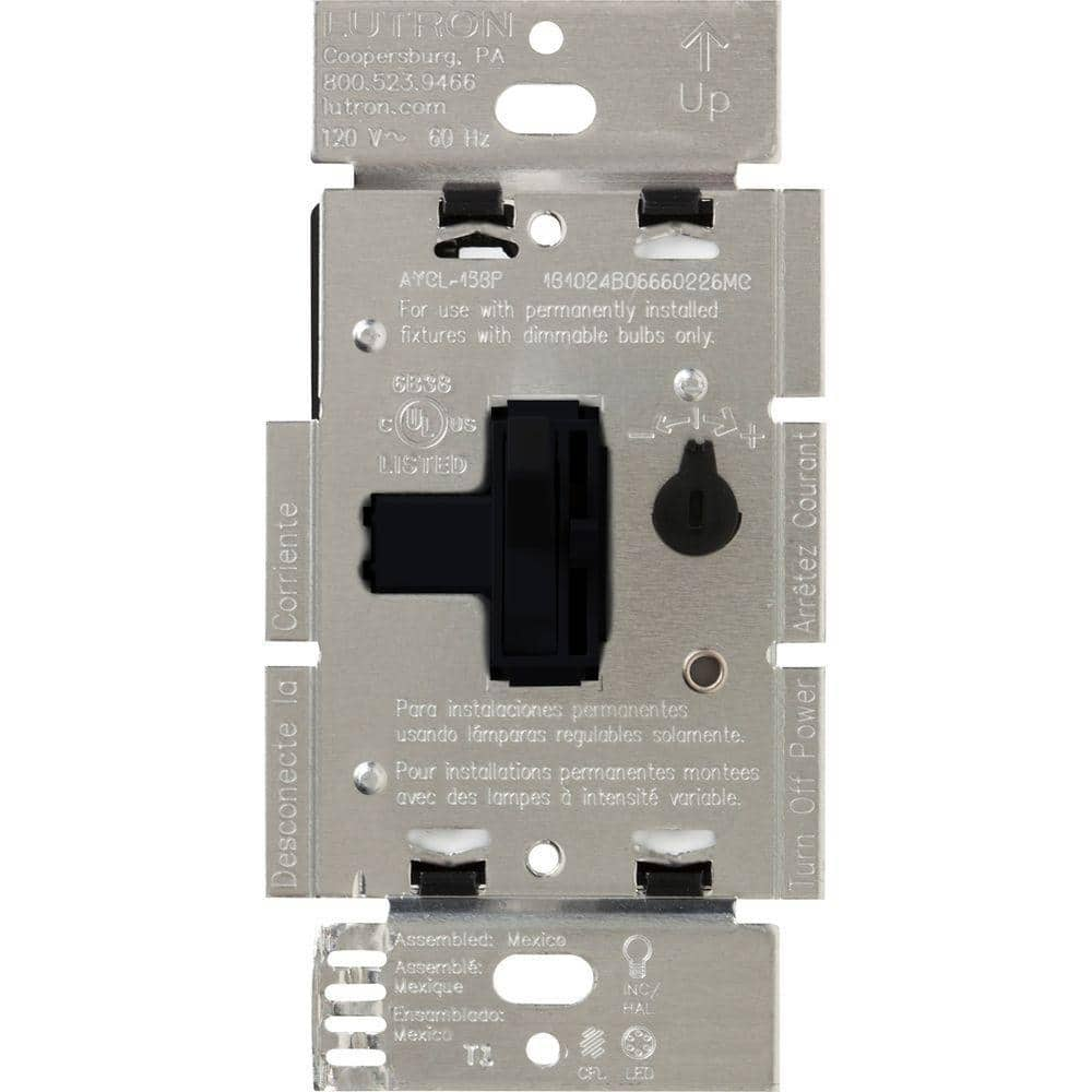 Lutron Toggler LED+ Dimmer Switch for Dimmable LED and Incandescent Bulbs, 250W/Single-Pole or 3-Way, Black (AYCL-253P-BL)