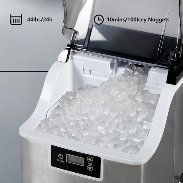 Unbranded - 44 lbs. Freestanding Ice Maker in silver