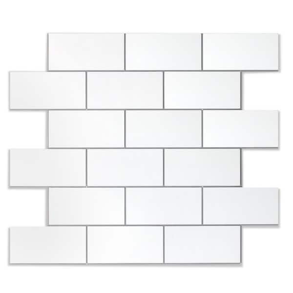 Yipscazo 12 in. x 12 in. PVC Pure White with Gray Grout Peel and Stick Backsplash Subway Tiles for Kitchen (10-Sheets/10 sq. ft.)