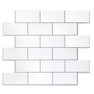 12 in. x 12 in. PVC Pure White with Gray Grout Peel and Stick Backsplash Subway Tiles for Kitchen (20-Sheets/20 sq. ft.)