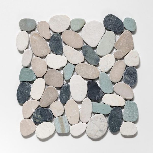 Pebble Stone Small Round Black Tile by Ocean Mosaics