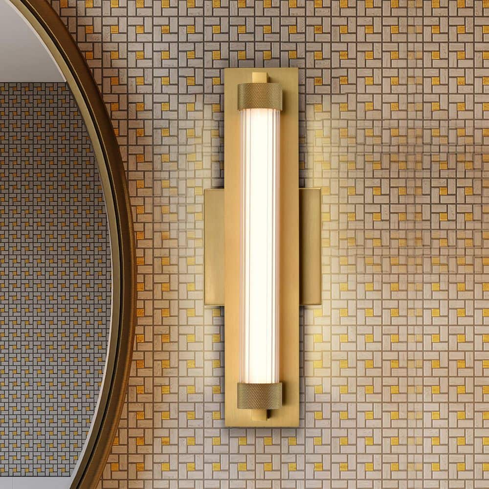 Larissa 14 in. Vintage Brass Integrated LED Vanity Light Bar with Opaque Glass Cover price history on PriceWatchPro