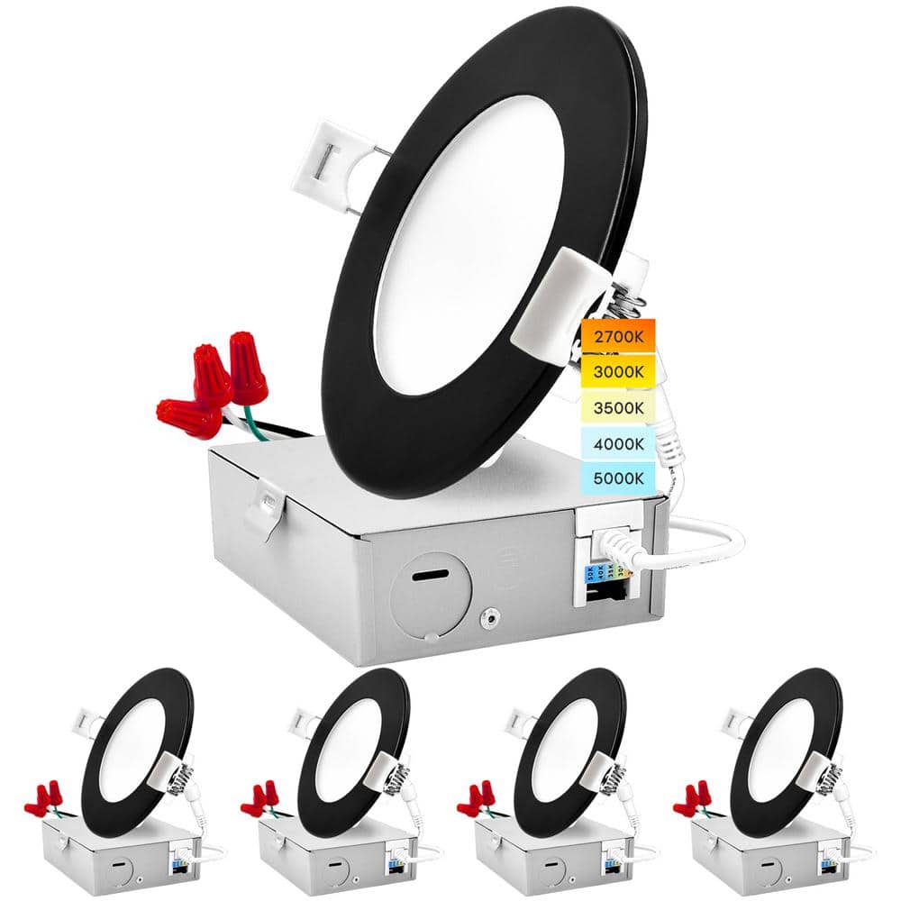 4-Inch Black Aluminum LED Canless Recessed Lighting Kit