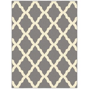 Glamour Collection Non-Slip Rubberback Moroccan Trellis Design 5x7 Indoor Area Rug, 5 ft. x 6 ft. 6 in., Gray