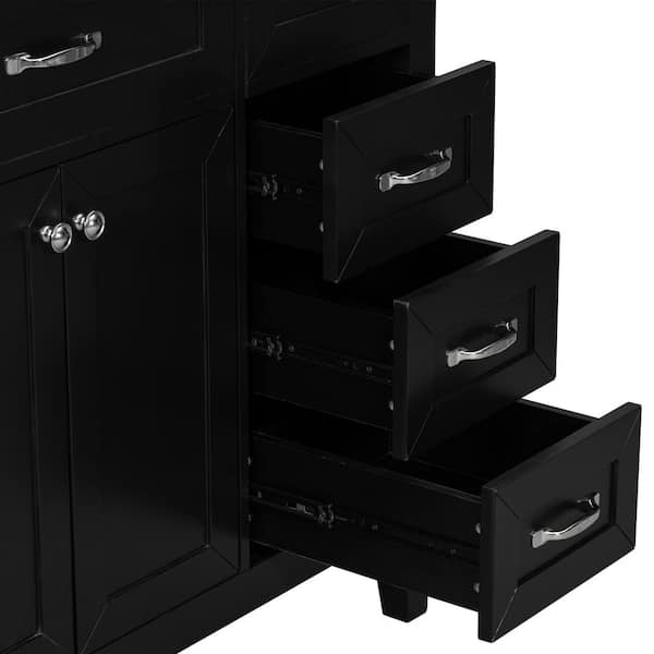 Ximuprmy 36 in. Bath Vanity Cabinet without Top in Black, Solid