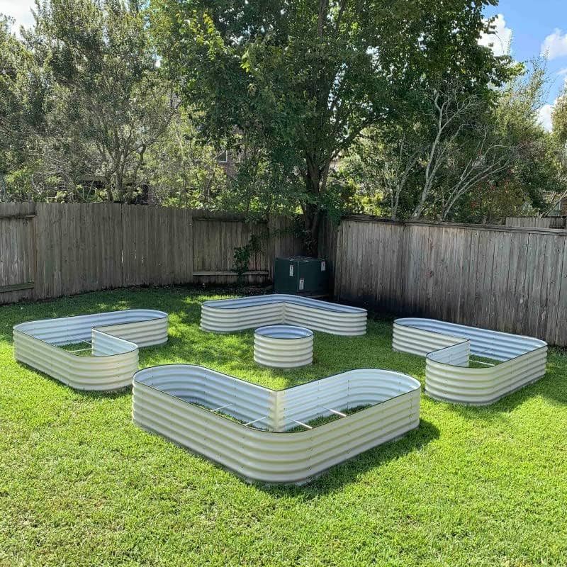 British Green 17" Tall L-Shaped Metal Outdoor Raised Garden Bed