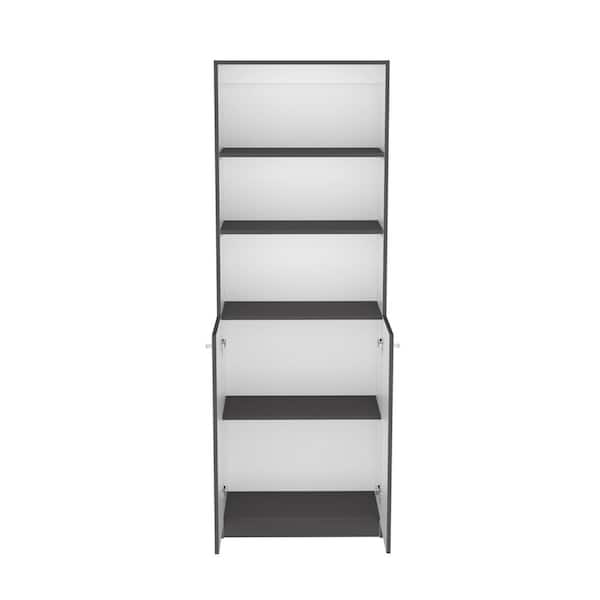 24.72 in. W x 11.77 in. D x 71.10 in. H Multi-Color Wood Freestanding Linen Cabinet w/Upper Shelves in Gray / White
