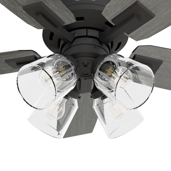 Hunter - Gatlinburg 44 in. Indoor Matte Black Ceiling Fan with Light Kit and Remote Included
