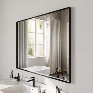 48 in. W x 36 in. H Black Rectangle Framed Tempered Glass Wall-mounted Mirror