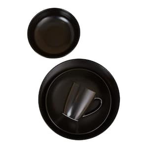 Euro Essential 16-Piece Black Semi-Matte Dinnerware Set (Service for 4)