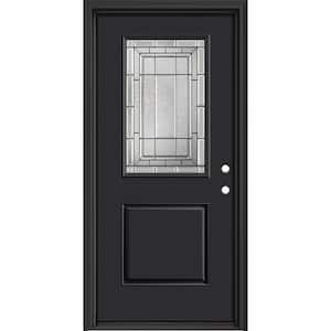 Performance Door System 36 in. x 80 in. 3/4-Lite Left-Hand Inswing Sequence Black Smooth Fiberglass Prehung Front Door