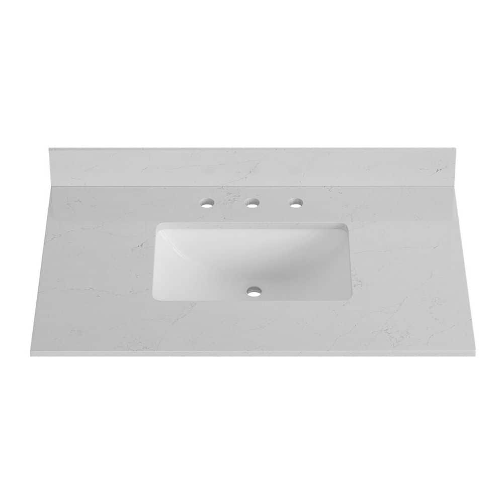 Bianco Bella 37" White Quartz Undermount Single Sink Vanity Top
