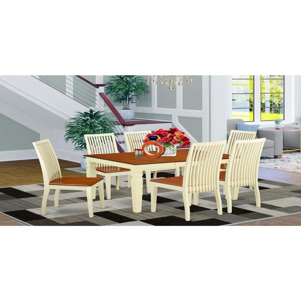 East West Furniture ANDU3-MAH-LC 3 Piece Dining Room Furniture Set Con