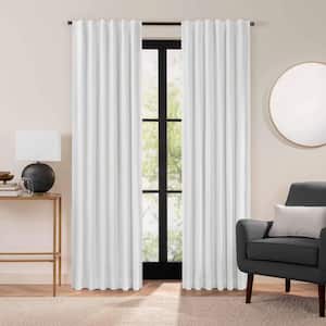 Luxury Cotton Velvet White Solid Cotton 84 in. L x 50 in. W 100% Blackout Single Panel Rod Pocket Back Tab Curtain