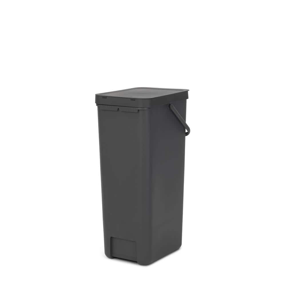 Dark Gray 10.6 Gallon Plastic Recycling Bin with Lid