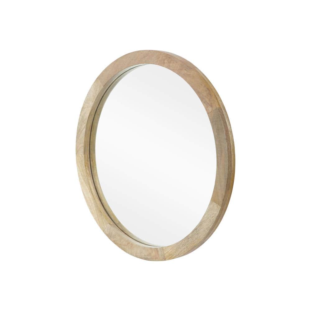 23.5 in. W x 23.5 in. H Round Wood Framed Wall Mount Modern Decor Bathroom 