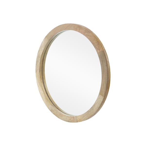 Unbranded 23.5 in. W x 23.5 in. H Round Wood Framed Wall Mount Modern Decor Bathroom Vanity Mirror