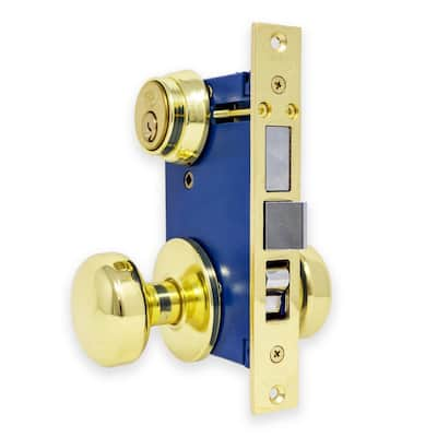 Premier Lock Brass Mortise Entry Left Hand Door Lock Set with 2.75 in ...