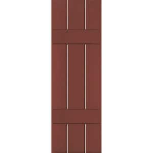 12 in. x 30 in. Exterior Real Wood Sapele Mahogany Board and Batten Shutters Pair Country Redwood