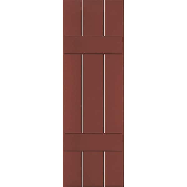 Ekena Millwork 12 in. x 70 in. Exterior Real Wood Pine Board and Batten Shutters Pair Country Redwood
