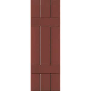 12 in. x 79 in. Exterior Real Wood Sapele Mahogany Board and Batten Shutters Pair Country Redwood