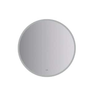 Angelo 42 in. W x 42 in. H Round Frameless Wall Mount Mirror with LED Lighting and Defogger - Bathroom Vanity Mirror