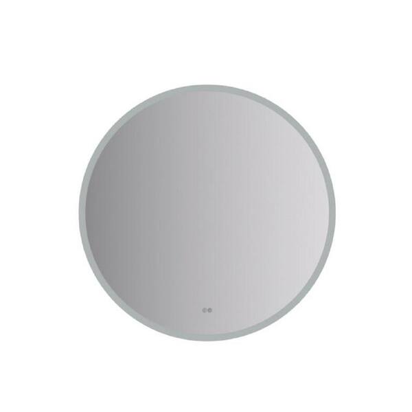 Fresca Angelo 42 in. W x 42 in. H Round Frameless Wall Mount Mirror with LED Lighting and Defogger - Bathroom Vanity Mirror
