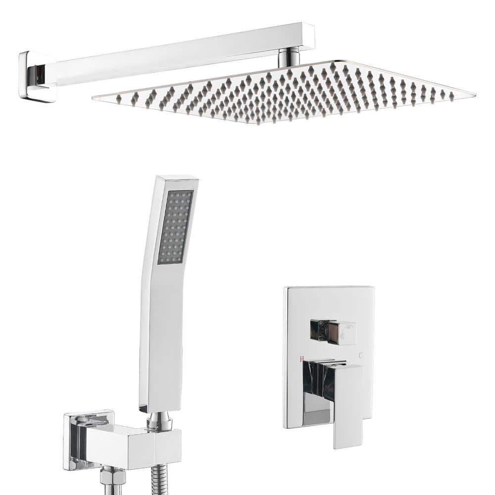 Wall Mount Single Handle Rainfall 2-Spray Tub and Shower Faucet Set 2.5 GPM