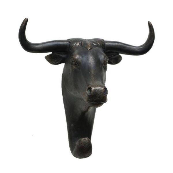 Generic unbranded Cow Head 9 in. H x 8.5 in. W Resin Black Wall Hook
