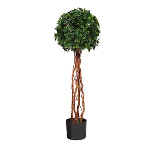 3.5ft. English Ivy Single Ball Topiary Artificial Tree with Natural Trunk UV Resistant (Indoor/Outdoor)