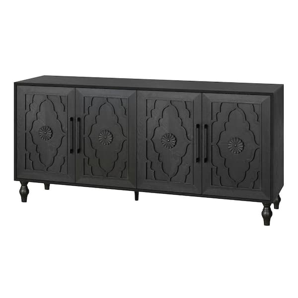 62.99 in. W x 15.75 in. D x 32 in. H Bathroom Black Linen Cabinet