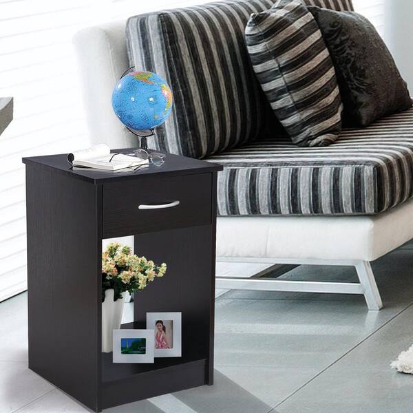 Unbranded Square Accent Estate Black Wood Nightstand