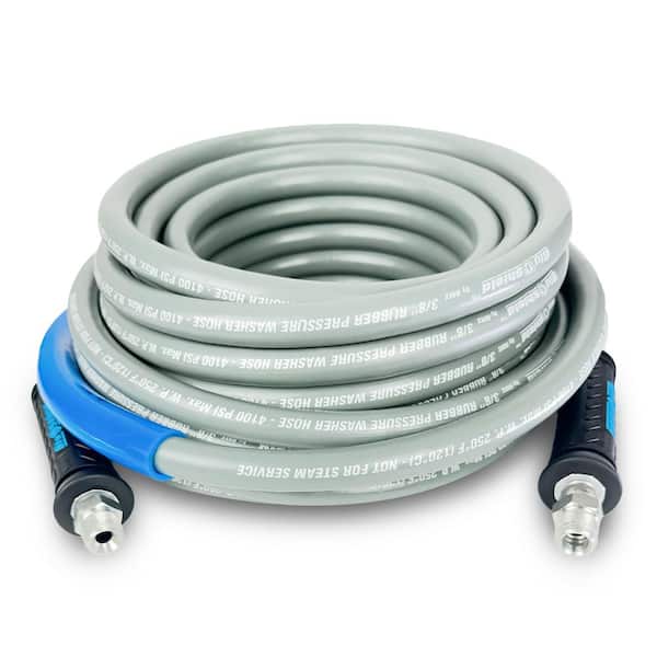 BLU SHIELD 3/8 in. x 100 ft. 4100 PSI Rubber Pressure Washer Hose, Non-Marking for Hot/Cold Water