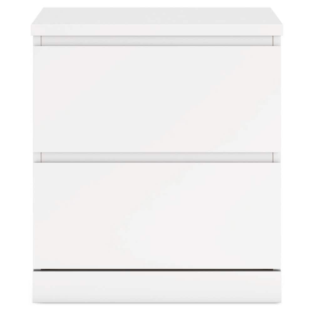 White Modern 2-Drawer Nightstand with Sleek Design