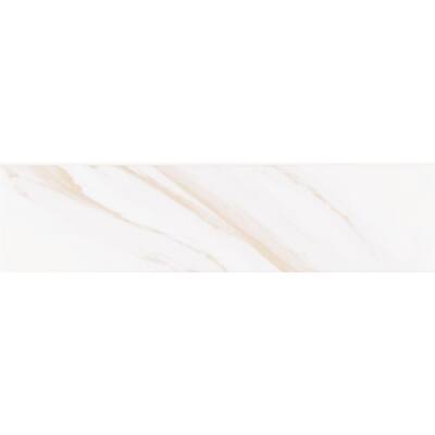 Classique White Calacatta Beveled 4 in. x 16 in. Glossy Wall Ceramic Tile (8.8 sq. ft./Case) Case Weight is 24.8 lbs.
