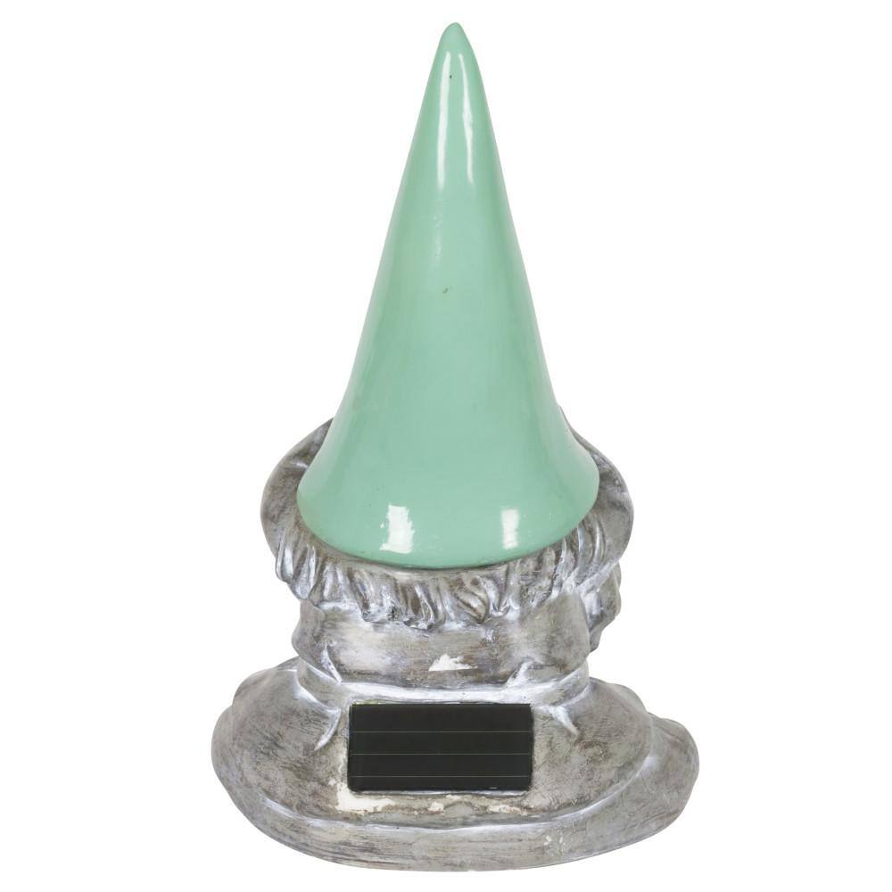 Solar Powered Resin Meditating Gnome with LED Hat, 11 Inch